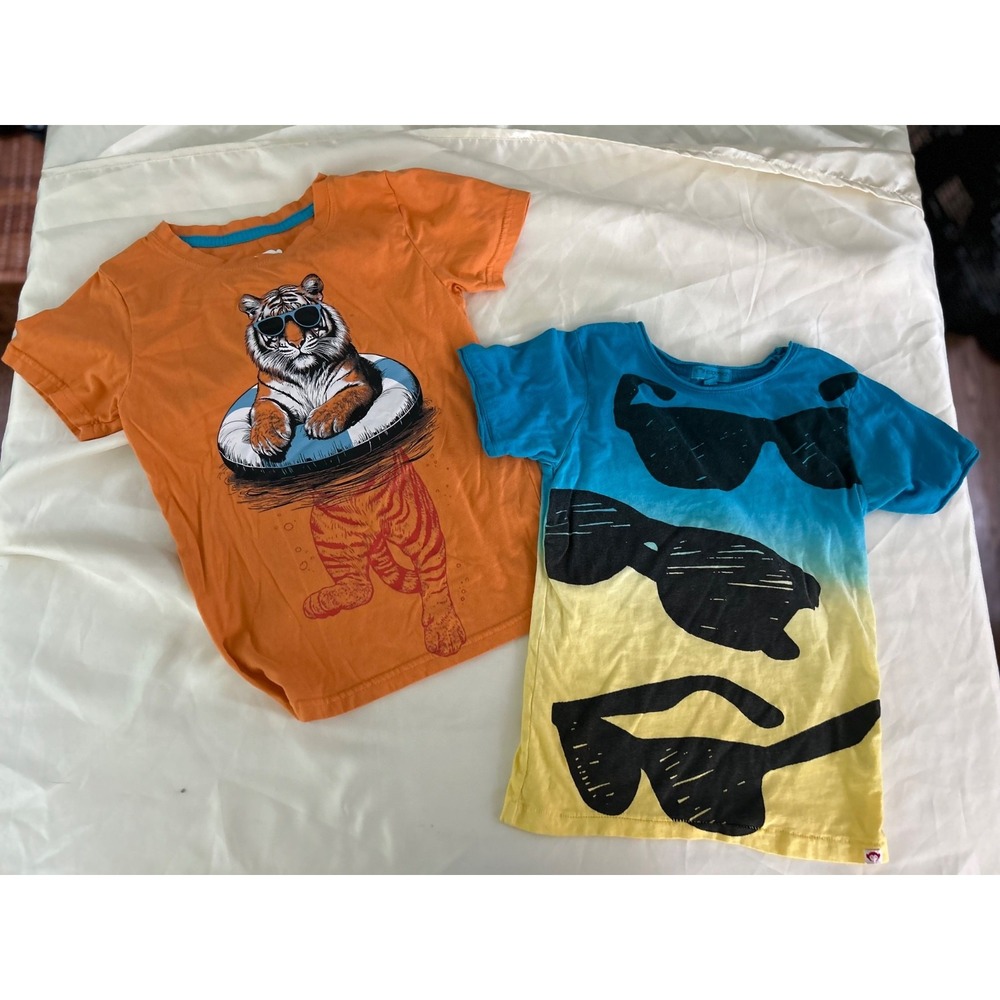Appaman Boys Size 6 Lot 2 Graphic T Shirts Tiger Sunglasses Summer Tees